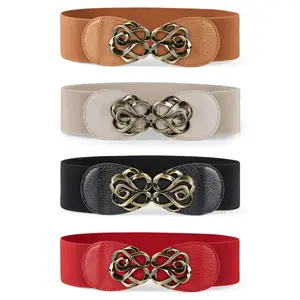 JASGOOD Women Stretchy Belts for Dresses Vintage Elastic Wide Waist Belts