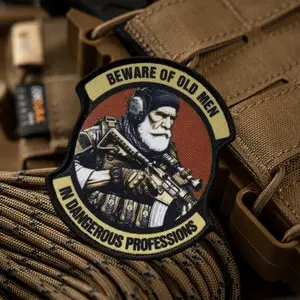 M4 Old Man Rifleman Morale Tactical Patch Embroidered Patches Soldier Hook&Loop Emblem Military Badge Combat Armband Backpack Stickers