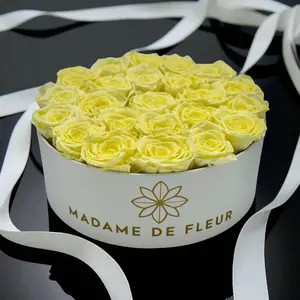 Large White Round Box - Preserved Roses