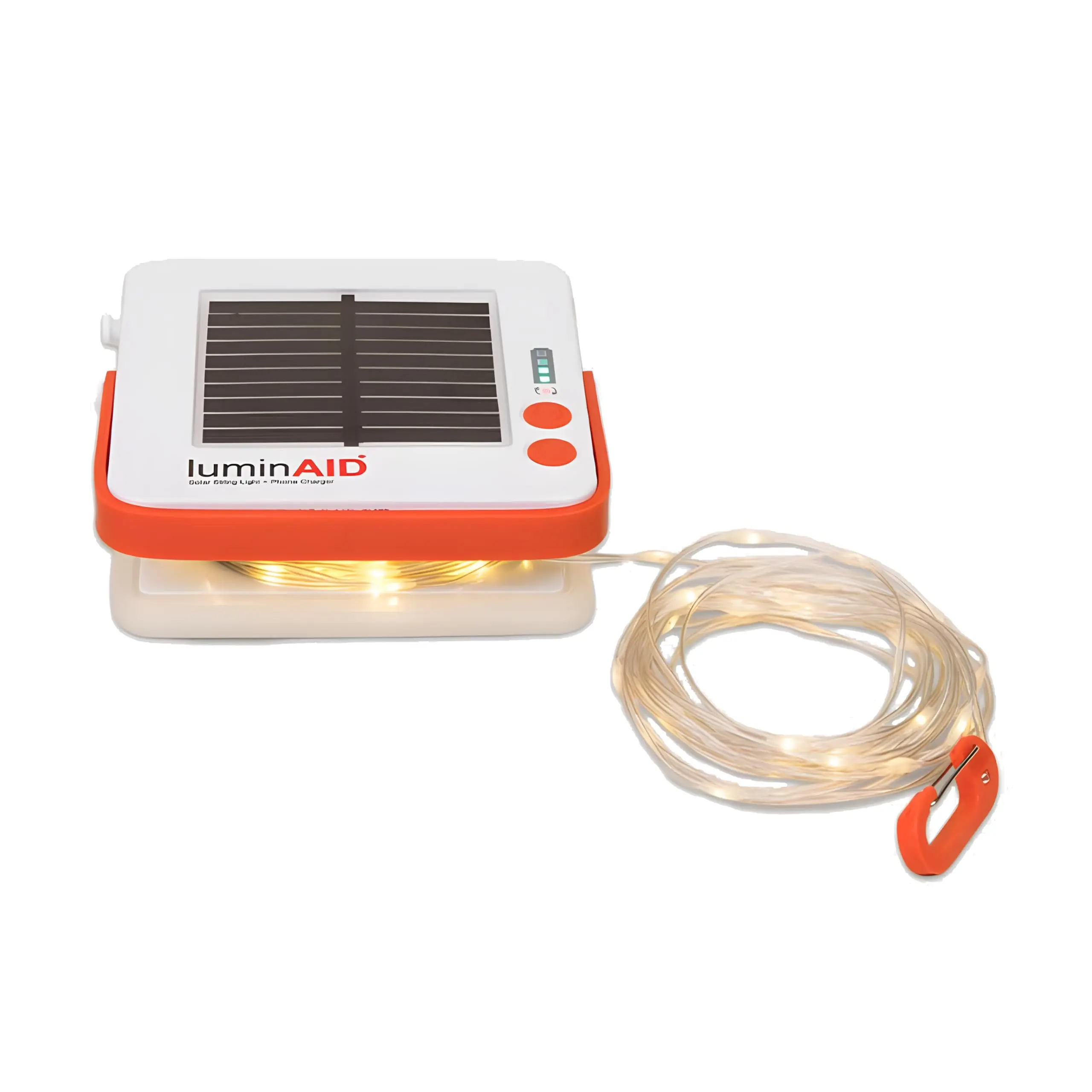 LuminAID Outdoor Solar String Lights with Phone Charger - 32 ft Dimmable LED Solar Strip Lights, PVC-Free, Multi-Use Lighting Accessory, Dimmable Led Lights