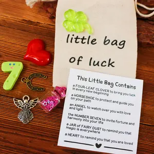 Little Bag of Luck Charm - Four Leaf Clover Keepsake, Perfect for Good Vibes, Festive & Special Occasions like Christmas, New Year, Valentine's Day | Ideal Friendship Commemorative Gift & Party Favor, Lucky Charm Series