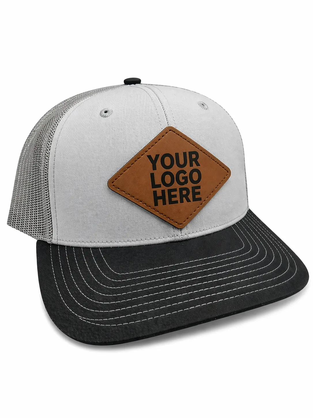 Custom Leather Patch Trucker Hat For Men, Personalized Hat with Custom Logo | Custom Company Logo Snapback