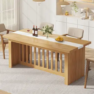 70.9 Inch Modern Farmhouse Dining Table for 6-8 People | Rectangular Kitchen Table with Sturdy Wood Strip Base | Large Dining Room Table for Kitchen, Living Room, and Breakfast Nook