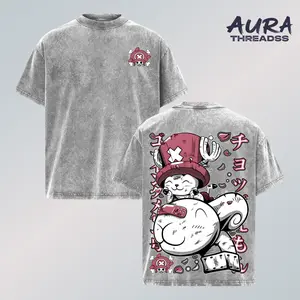 Chopper x Merry Cute Pirate Tee | Double Sided Oversized Anime Shirt | Vintage Washed Graphic Streetwear | Heavyweight Cotton Unisex Top | anime merch fan, outfits men,boys merch