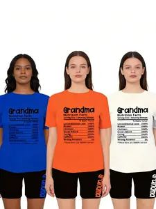 Plus Size Letter Print Two-Piece Set Casual Short Sleeve T-shirt & Biker Shorts Outfits Women's Plus Size Clothing Crewneck Fitted Shortsleeve