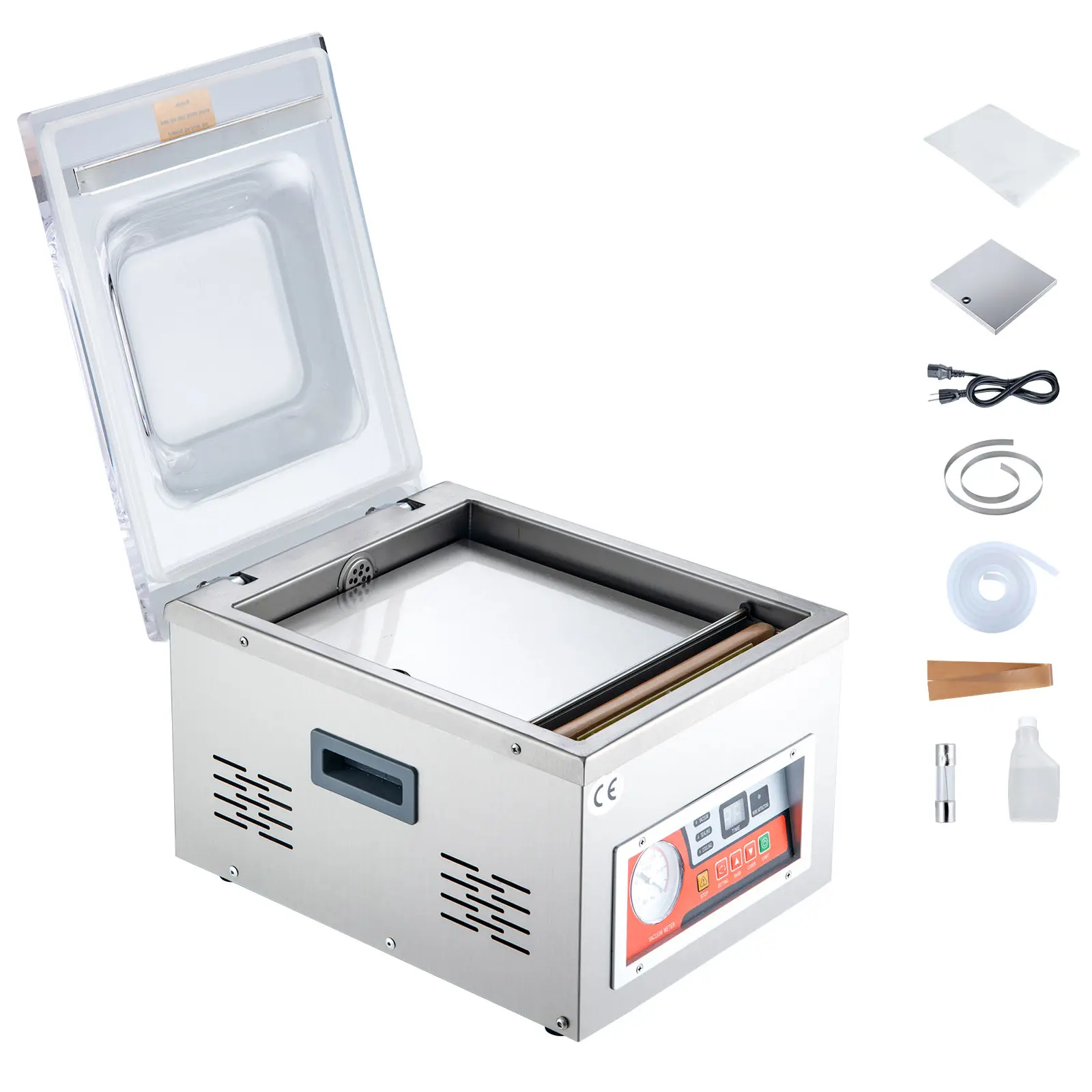 Chamber Vacuum Sealer, 260W Sealing Power, Vacuum Packing Machine for Wet Foods, Meats, Marinades and More, Compact Size with 10.2 in Sealing Length, Applied in Home Kitchen and Commercial Use