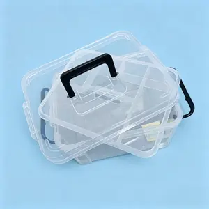 Durable Dual-Layer Medicine Storage Box with Handle, Transparent Waterproof Design, Multiple Compartments for Home & Travel Use