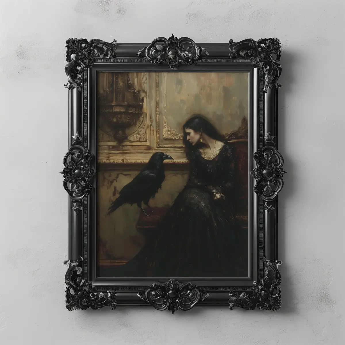Unframed, Room Decor, Dark Romance, Moody Victorian Art, Dark Goth, Artful Raven Art, Gothic Beauty Printable Fine Art, Gothic Printing Print, Gothic Princess
