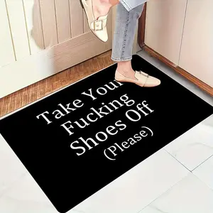 Take Off Your Shoes Funny Door Mat - Soft, Non-Slip, Machine Washable for Living Room, Bedroom, Bathroom, Kitchen - Comfortable Home Decor Rug
