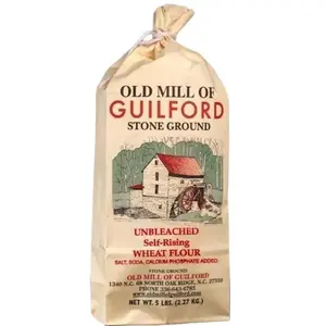 Old Mill of Guilford Unbleached Self-Rising Wheat Flour 5 lbs Stone Ground with Salt Soda Calcium Phosphate Added
