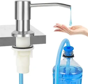 Stainless Steel Soap Dispenser Extension Tube Kit, Kitchen Sink Liquid Soap Dispenser Bathroom Lotion Detergent Hand Press Pumps, Soap Container