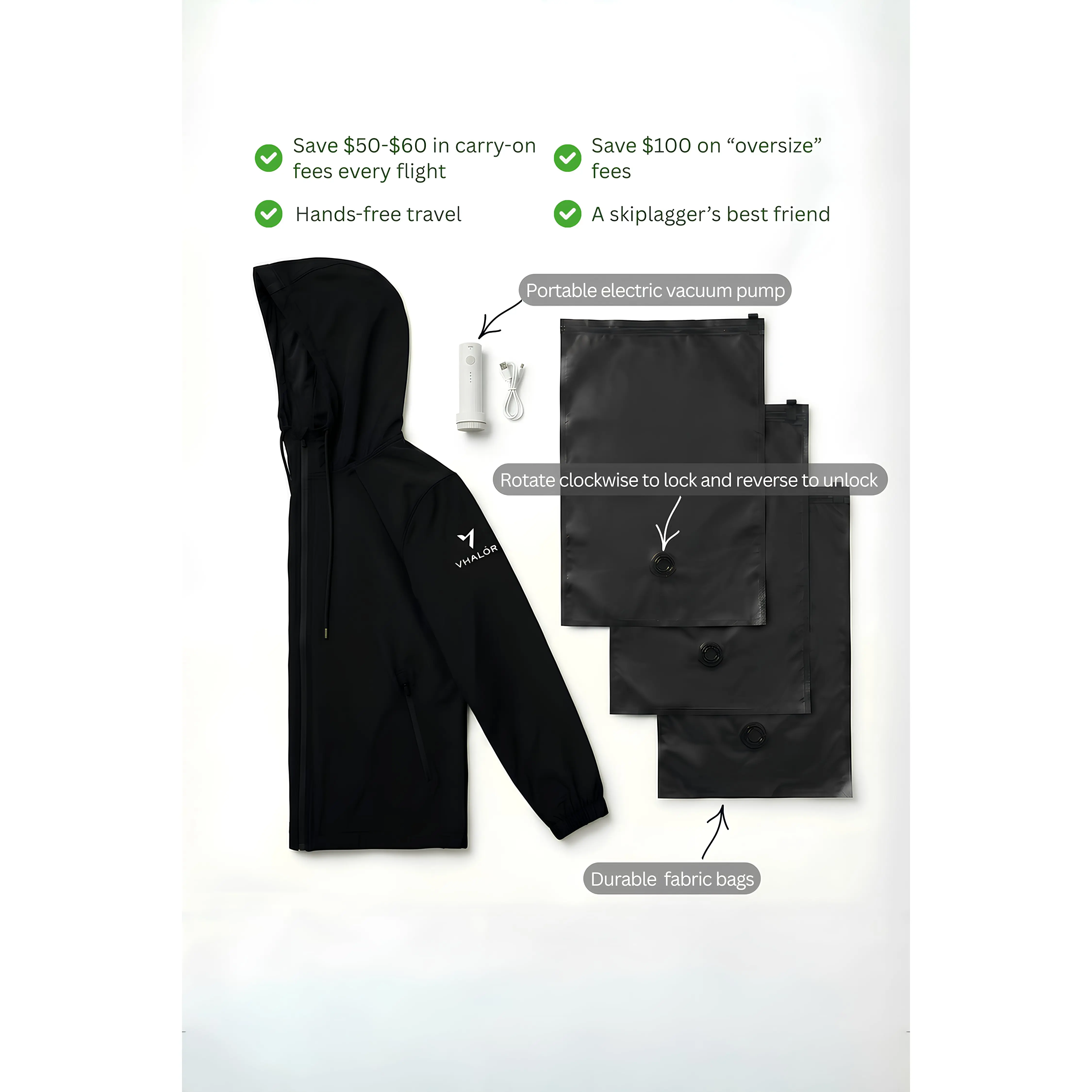 Travhalór Travel Jacket with Hidden Compression Storage