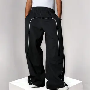 Casual Side Striped Track  Baggy Parachute  Vintage Wide Leg Drawstring Jogger Soft Lightweight Trousers Bottoms For Teenagers Boys Girls Kids Size 8-16Y T4006 zip-up jacket fashion hoodie winter sport Boys' Tactical  plaid pajama pants mens and clothes