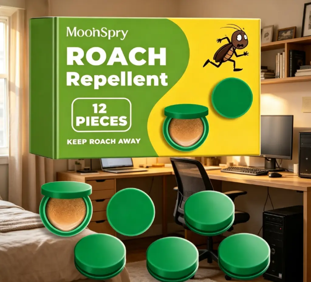 MoonSpry 12 Pack Natural Plant Roach Repellent Pods - Kitchen Household Products, Home Care, Child-Safe Roach Control for Indoor Use, Place-and-Play Pest Control Suitable for Kitchen, Bathroom, Family-Safe Solution