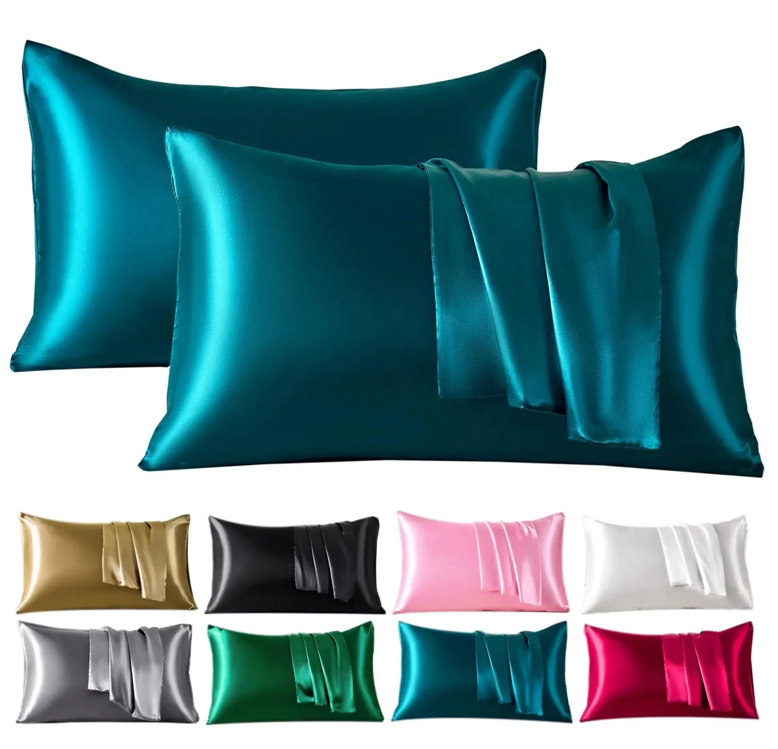 Silky Satin Pillowcase for Hair & Skin, Standard Size 20x26 in, Soft Breathable Pillow Cover
