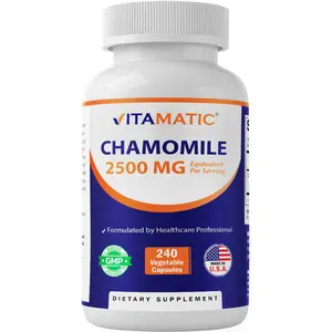 Vitamatic Natural Chamomile Nutrition Vitamins Supplements - 250 mg 10:1 Extract, 240 Veg Capsules, Magnesium-Infused Sleep Aid, Non-GMO, Gluten Free