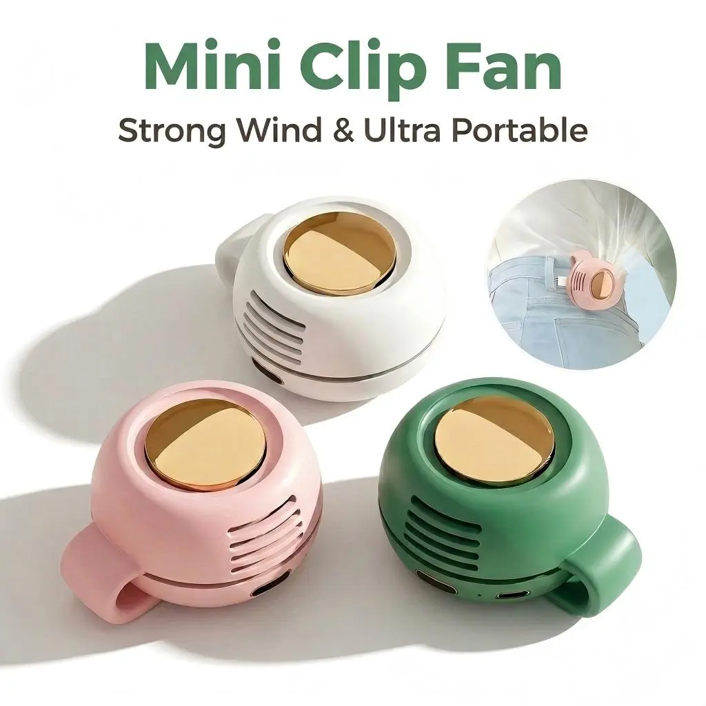 Portable Silent Mini Bladeless Electric Fan - Rechargeable, 3-Speed Adjustable, Rotating, Suspended Waist/Handheld Turbo Device with Phone Cooling Function, Ideal for Outdoor Travel, Father's Day Gift