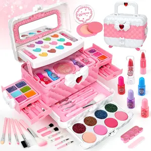 Girls' Washable Makeup Set, Water-Soluble Makeup Kit, Makeup Palette Set, Perfect Gift for Girls Aged 3+, Birthday & Christmas Present, Cosmetics Kits