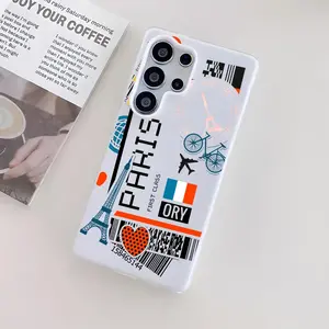PIKPAKA plane travel ticket france Phone Case For Samsung Galaxy S25 S24 S23 Ultra, Jelly Clear Case Soft TPU Bumper, Shockproof Scratch-Resistant Durable, Ultra-Thin Precise Fit, Anti-Yellowing Crystal Back, Gift Men Women