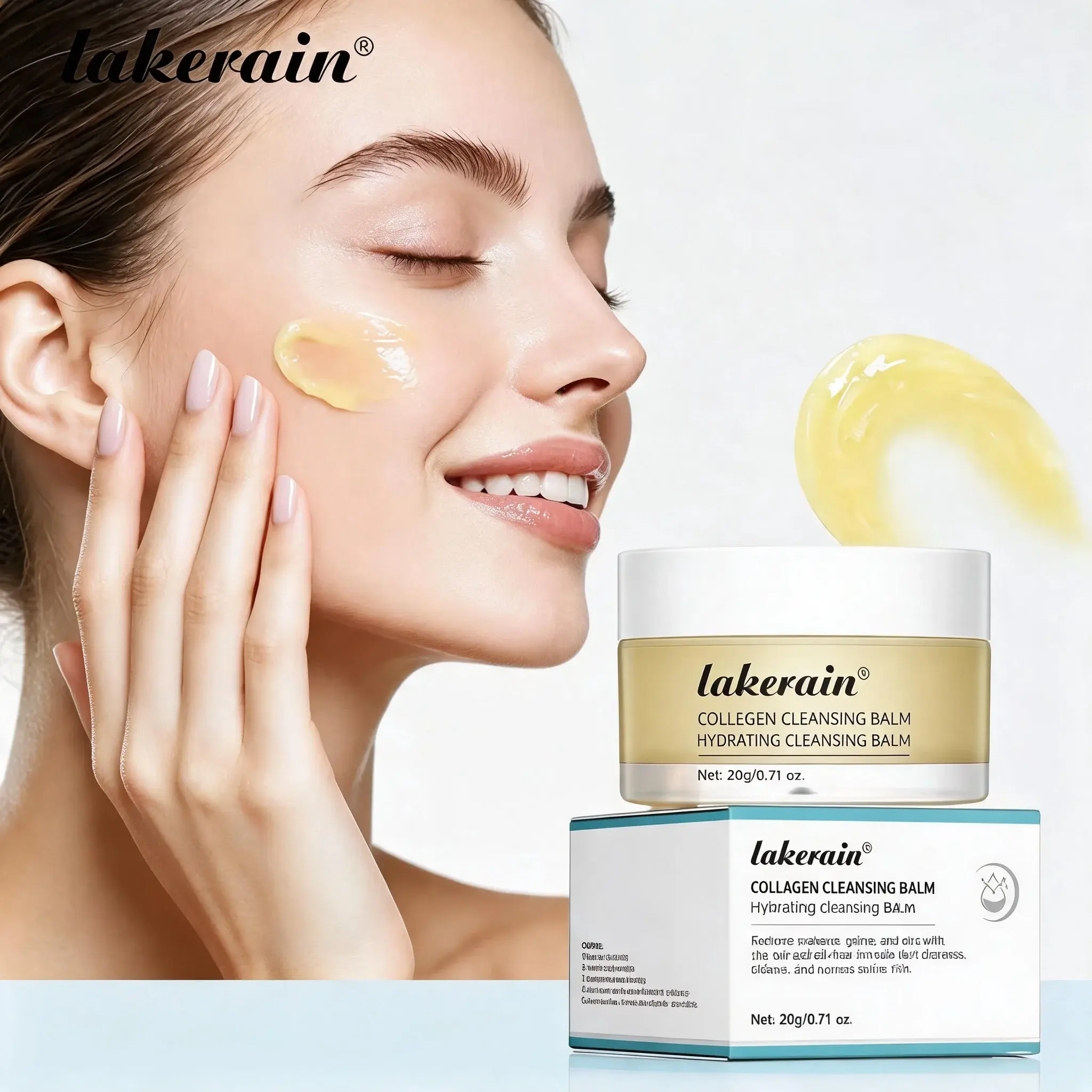 Lakerain Makeup Melting Cleansing Balm, Plant Oil Infused Makeup Remover Balm, No Mineral Oil Formula Travel Size 20g Gentle Makeup Dissolving Balm For Daily Use