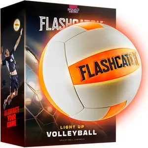 Squad Hero FLASHCATCH Light-Up Volleyball for Kids & Teens Official Size Glow Ball with 2 LED Lights & Spare Batteries Included Ideal for Night Games