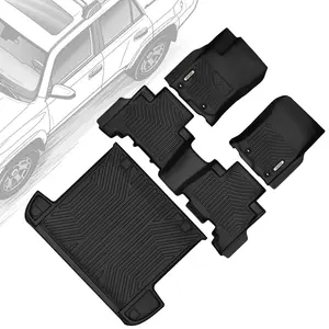 OEDRO Floor Mats & Cargo Liner Fit for Toyota 4Runner 2013-2024, Custom TPE All Weather Floor Liner, 1st & 2nd Row Full Set Car Liners