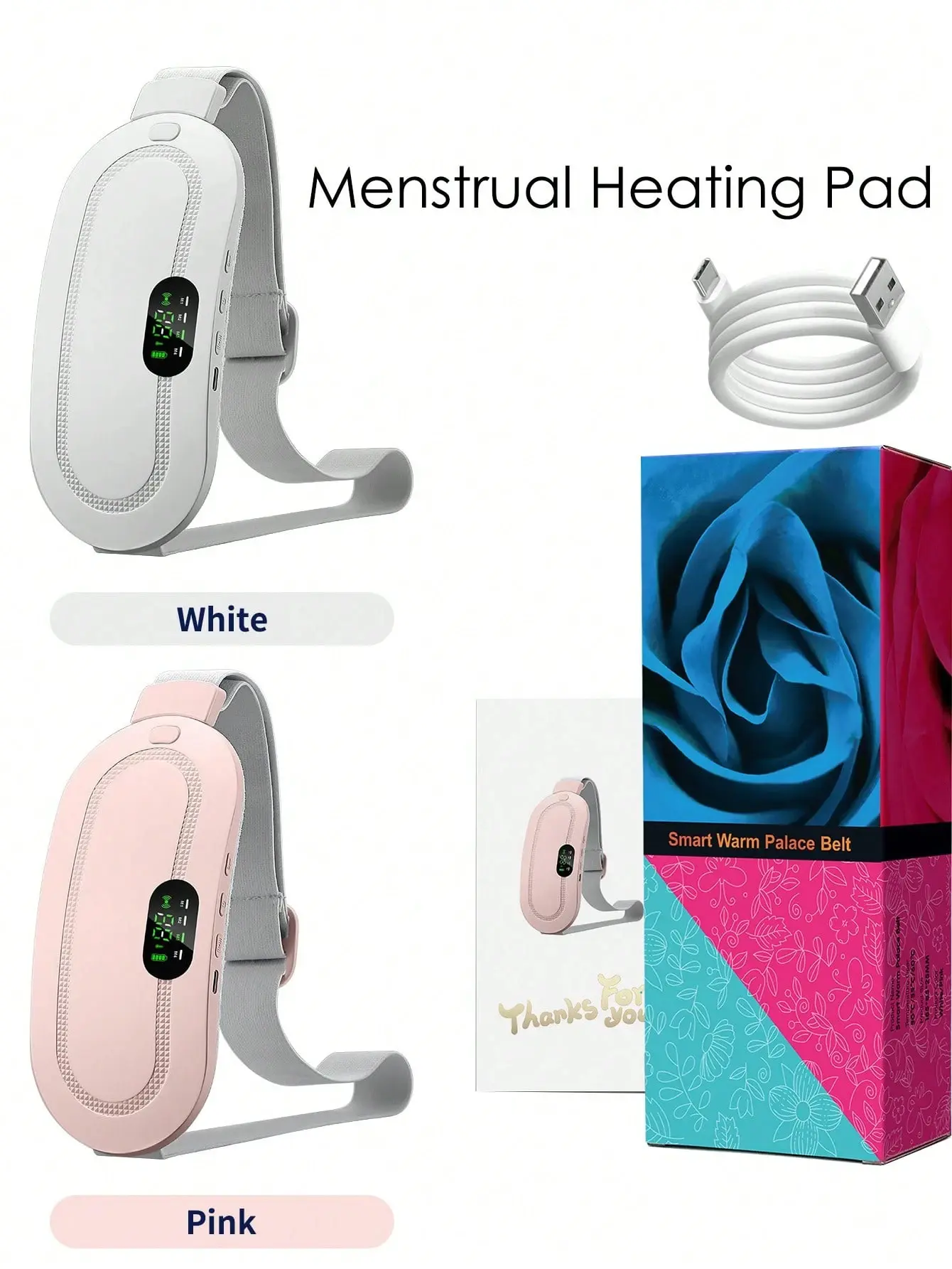 Rechargeable Menstrual Heating Belt for Women, Cordless Period Heating Pad with Heat & Massage, Portable Abdominal Warmer for Daily Comfort & Travel,period cramp massager portable cordless