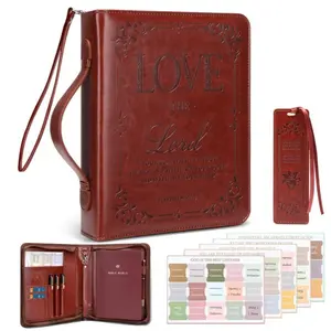 Large Leather Bible Cover Case Church Bag Carrying Book Cases With Bookmark And Tabs