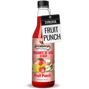Syruvia Snow Cone Syrup 12.7oz - Fruit Punch Syrup For Shaved Ice, Snow Cones, Slushies, Italian Soda, Popsicles. Kosher, Dairy Free Beverage Summer