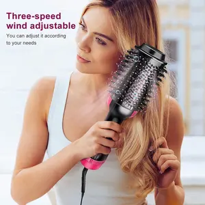 Professional 4-in-1 Hair Dryer Hot Air Brush & Volumizing Blower - Ionic Technology (Pink) Salon Styler with Adjustable Heat/Speed, One-Step Styling for Drying Straightening Curling Volumizing Hair, Holiday Gifts