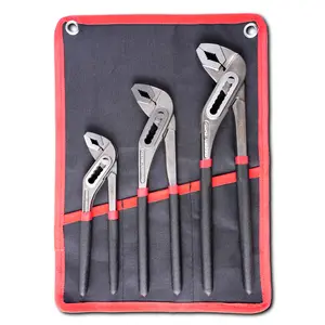3-Piece Pipe Wrench Set (8", 10", 12") — Channel-Type Pliers, HVAC Tools, and Home Tool Kit — Includes Storage Bag
