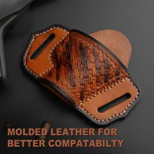 [1911] Semi exposed leather holster, handmade from high-quality cowhide, carved and woven patterns, OWB belt hanging style, suitable for multi scene patrol, hunting, and shooting practice