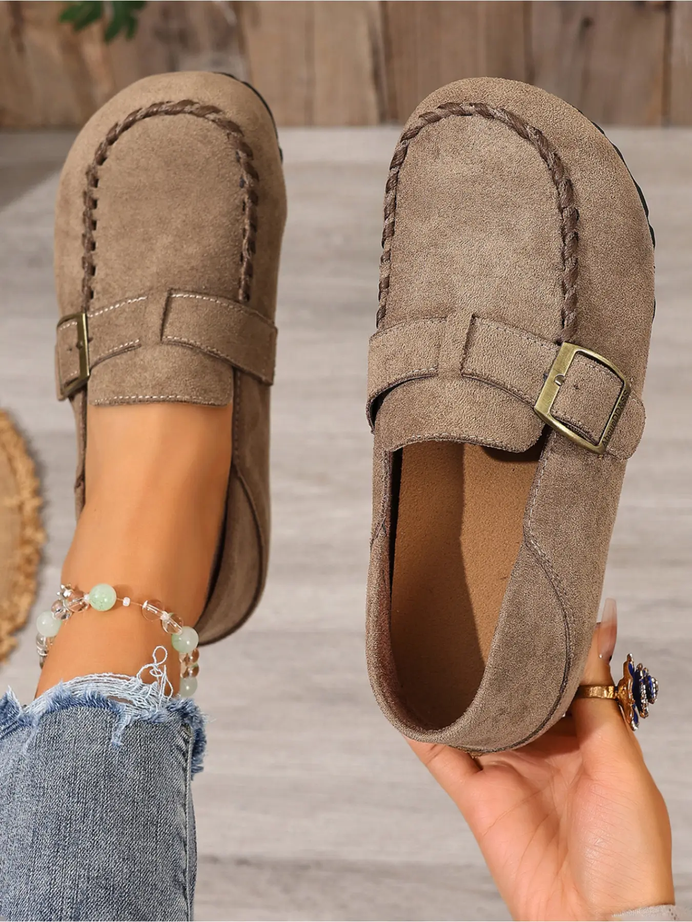 Women's Spring New Thick Sole Slip-On Mules Sandals, Metal Buckle, Vintage Style, Casual Lazy Shoes, Durable PVC Leather Slippers, PU Leather Mules, Slip On Clog, Shoes Clogs, Minimalist Casual Clogs, Thick Soled Mules
