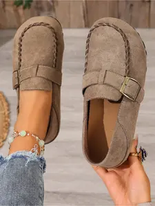 Women's Spring New Thick Sole Slip-On Mules Sandals, Metal Buckle, Vintage Style, Casual Lazy Shoes, Durable PVC Leather Slippers, Slip On Clog, Shoes Clogs, Minimalist Casual Clogs