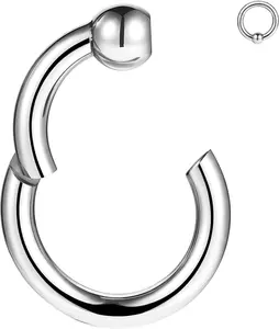 Large Nose Rings Hinged Segment Clicker, 6G 8G 10G 12G PA Rings Big Gauges Earrings Hoops Ear Weights, Surgical Steel Septum Piercing