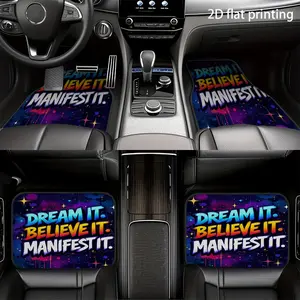 4Pcs car floor mats, star graffiti pattern, polyester fiber material, GM floor mats, four seasons universal, car interior accessories, Car interior kit, washable, easy to clean, wear-resistant, Floor Mats For Car, Automotive