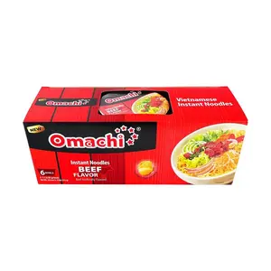 OMACHI Instant Noodles Beef Flavor 87g x 6 Bowls - Vietnamese Ramen with Potato Starch