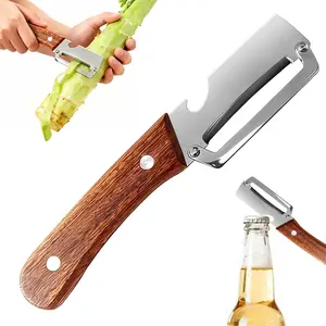 Vegetable & Fruit Peeler (Premium Grade) with Stainless Steel Blade, Wooden Handle, and Added Built-in Bottle Opener – Ideal for Potatoes, Apples, Zucchinis, Papayas, and Pumpkins kitchengadgets other vegetable