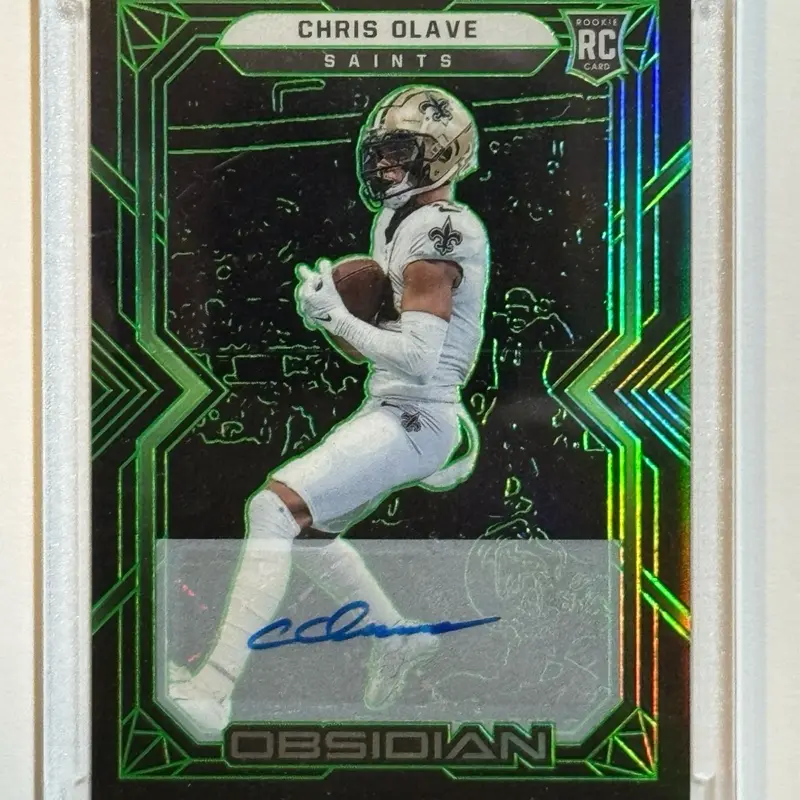2022 Panini Obsidian Chris Olave Autographed Rookie Card, #113 Green Electric Etch Parallel, 08/50 Limited Edition Serial Numbered Card