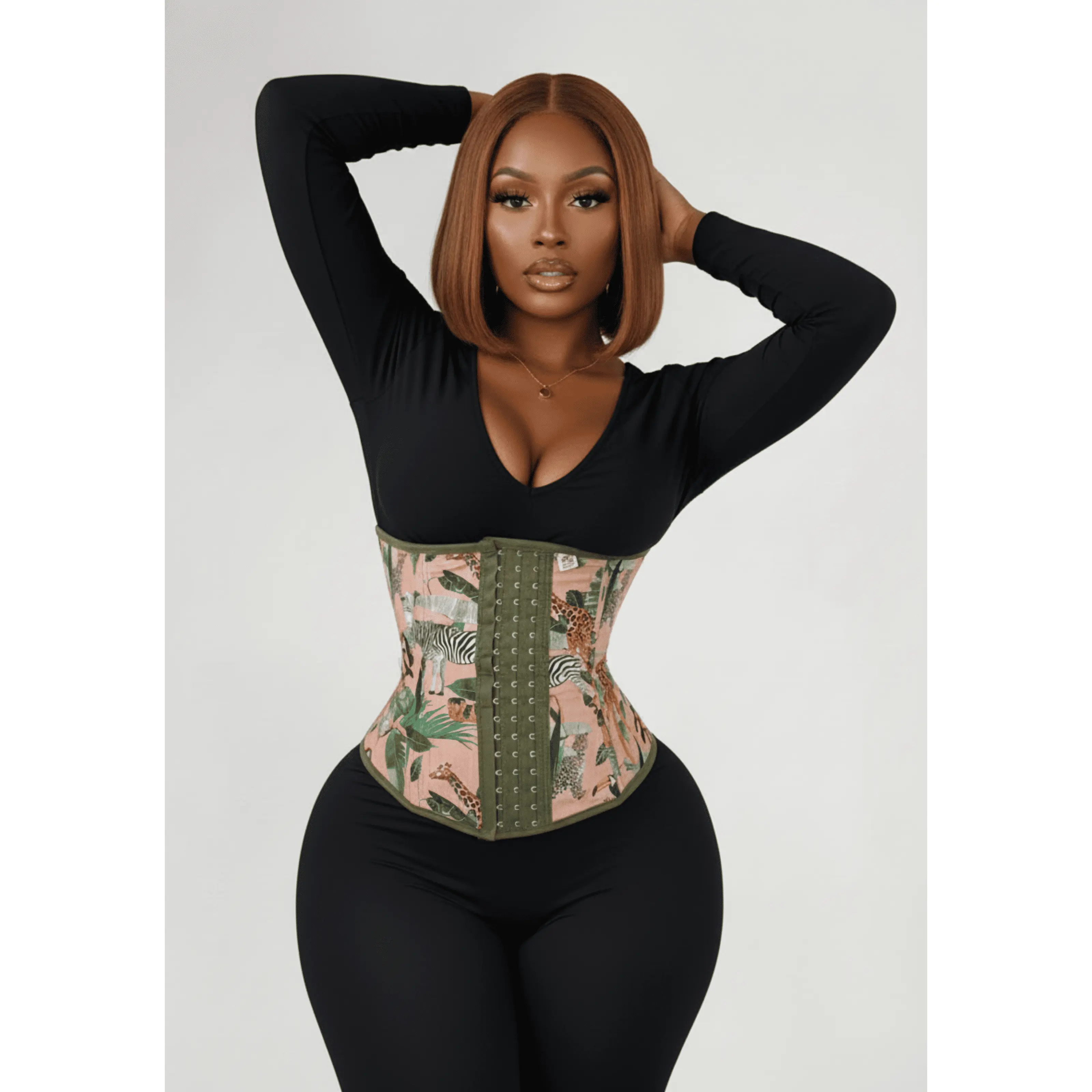 4203 Green Safari Latex Waist trainer