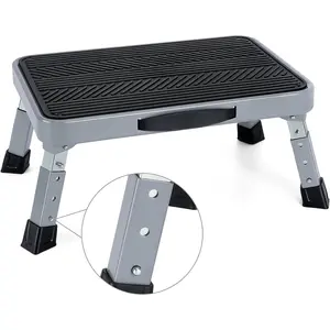 Height-Adjustable 7"- 9" Folding Step Stool with Non-Slip Platform 10" x 15" - Portable Step Ladder for Adults and Kids - Perfect for Office, Kitchen, Home - Sturdy - Supports up to 330 Lbs
