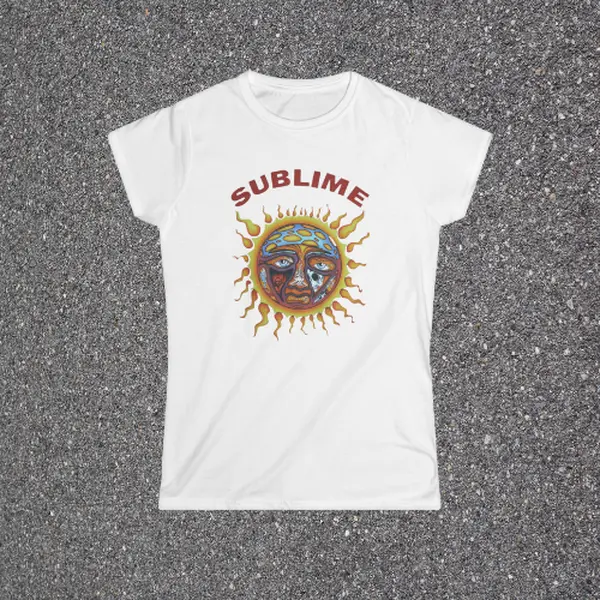 Vintage Sublime Sun Face T-Shirt | Psychedelic Band Art, Retro 90s Sun Design
