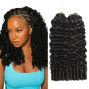 2026 Ramiss Burmese Curly Natural Black Crochet Human HairPre-Separated 60g / Bundle Time-Saving, 50 StrandsMircale Knots Hot braids Protective Styles Light Weight No Tension Reusable Feather Crochet Extension