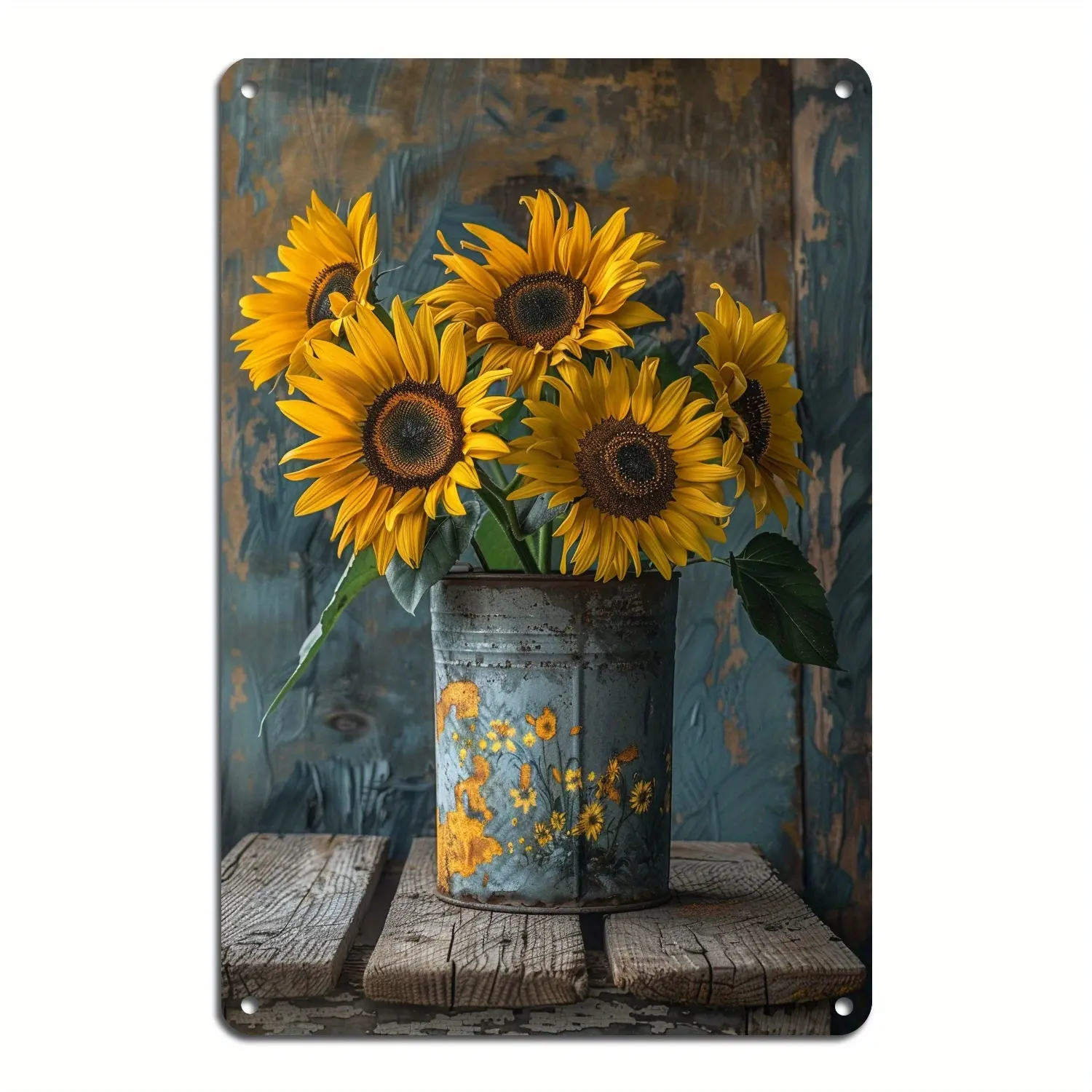 8x12in Vintage Yellow Sunflower Stainless Steel Metal Tin Sign - Rustic Design Farmhouse Ornaments, Kitchen Wall Decor, Home Decor Products Gift for Coffee Bar