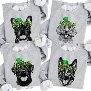Lucky Pups: St. Patrick’s Day Dog Sweatshirt Collection – 50+ Dog Breeds, Shamrock, Irish | Gildan Unisex Crew Pullover