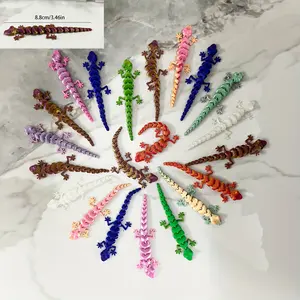 15pcs/30pcs 3D Printed Jointable Cute Mini Gecko Ornaments with Random Gradient Color Small Geckos for Holiday Decorations, Christmas, Easter, Valentine's Day, New Year Gifts, Decorations, Crafts Plastic Lightweight