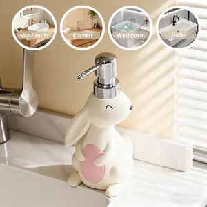 Cartoon Rabbit Soap Dispenser, Bathroom Accessory, Easter Atmosphere Goodie, High-Value Silver Color Soap Dispenser, Perfect Gift for Elders and Friends