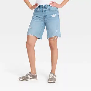 Women's Mid-Rise Bermuda Jeans Shorts - Universal Thread Light Wash 8