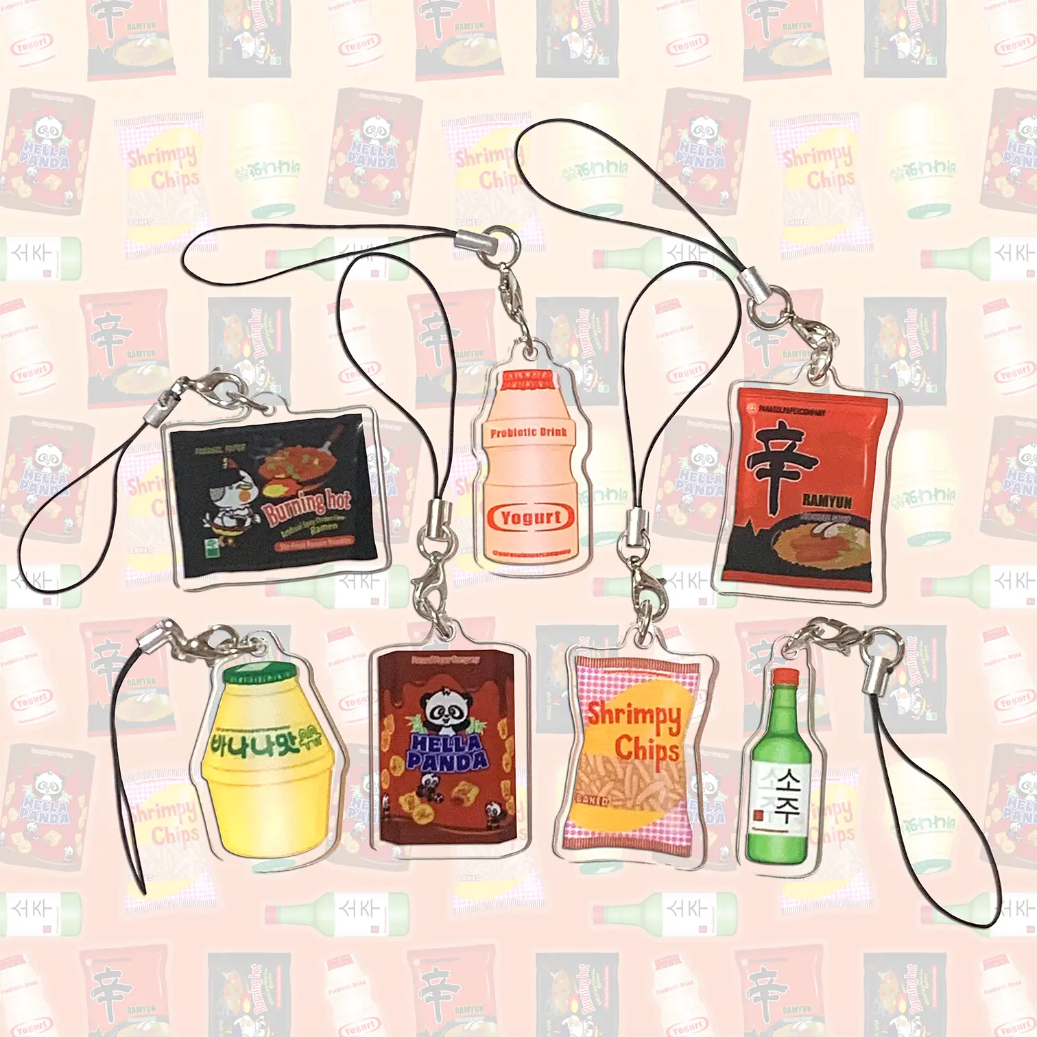 Asian Snacks and Drinks Mini Acrylic Charms
