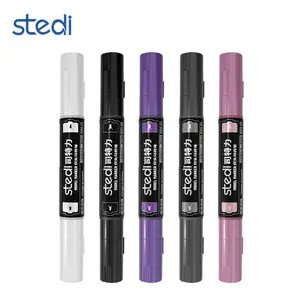 Stedi Marker Dual-Tip Basic Color Marker Set Gundam Model Painting & Color-Changing Tool - White Black Purple Gray Pink Pens Dual Tip Highlighter